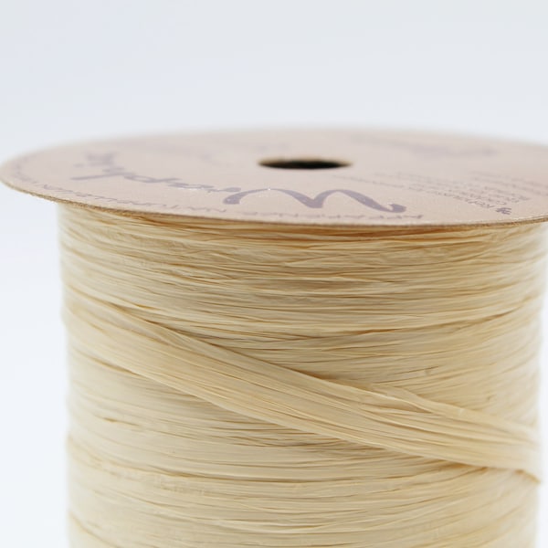 Oatmeal Tan Raffia Ribbon- Wraphia brand- Synthetic Matte Ribbon by the Spool- 100 yards