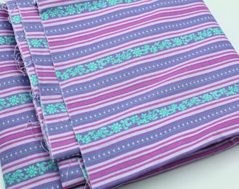 Tessuto di cotone intrecciato con stampa a righe - Tessuto per trapuntatura - Cranston Print Works - 2 iarde - viola - rosa - verde