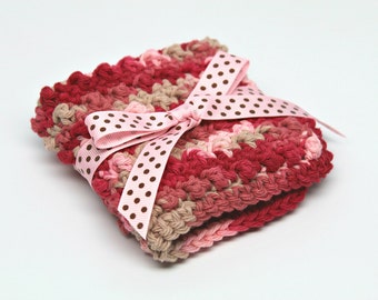 Wadenkleichen-Peeling-Washkleid-Baumwoll-Washkleid-Makeup Washcloth-Face Scrubbie-variiert rot, rosa, bräunlich