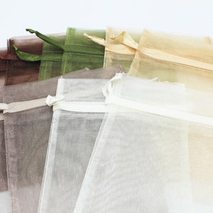 Autumn Assorted 5 X 7 Organza Bags- Reusable Fabric Gift Bags - Jewelry Packaging- Party Favor Bags- Set of 10