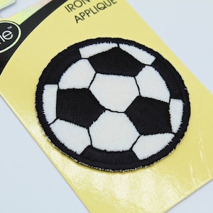 SALE: Soccer Ball Applique by Wrights- Iron on patch- Embroidery Applique- Sports Patch- 2 inch