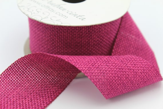 Pink Burlap Ribbon- Polyester Ribbon- Ribbon Roll- Ribbon by the spool- Pink craft ribbon