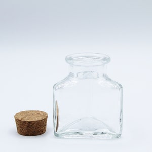 Small Triangle Shaped Bottle Glass Bottle Storage Jar with cork tops Clear Empty Jar Party Favor Container Sand Art Container image 4