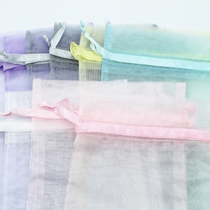 Pastel Assorted Organza Bags- Easter 5 X 7 bags - Party Favor Bags- Reusable Fabric Gift Bags - Jewelry Packaging- Set of 10