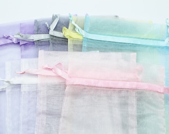 Pastell Assorted Organza Bags - Ostern 5 X 7 Beutel - Gastgeschenke - Wiederverwendbare Stoff-Geschenktüten - Schmuckverpackungen - Set von 10