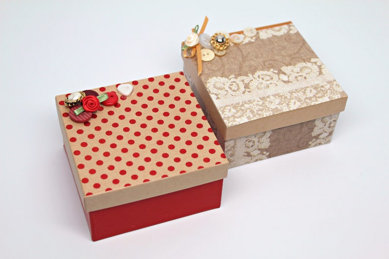 Gift Boxes for jewelry Decorated Gift Box Kraft Paper Box Non Tarnishing Cotton Fill CLEARANCE Gift Boxes with lids 1 box with lid