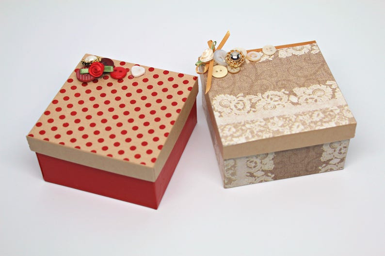 Gift Boxes for jewelry Decorated Gift Box Kraft Paper Box Non Tarnishing Cotton Fill CLEARANCE Gift Boxes with lids 1 box with lid