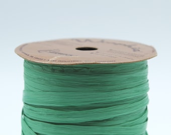 Emerald Green Raffia Ribbon- Wraphia brand- Synthetic Matte Ribbon by the Spool- 100 yards