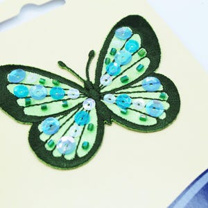 SALE: Butterfly Applique by Wrights- Iron on patch- Sequined Embroidery Applique- 2 X 2