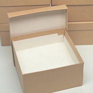 Kraft Jewelry Boxes with lids Small Tan Gift or Display Box Storage Boxes Recycled Content Boxes with Fiberfill Made in USA Set of 6 image 2