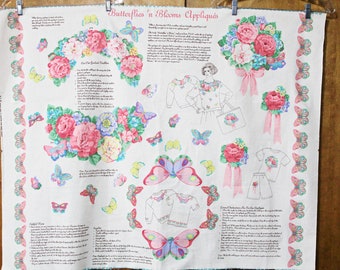 Butterfly and Flower Applique Panel- Vintage Applique Set- appliques per artigianato- New Vintage Applique Panel
