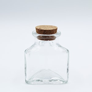 Small Triangle Shaped Bottle Glass Bottle Storage Jar with cork tops Clear Empty Jar Party Favor Container Sand Art Container image 6