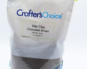 Illite Clay Chocolate Brown- Cosmetic Clay- For Face Masks or soaps- 16 oz by weight- Crafters Choice- new unopened