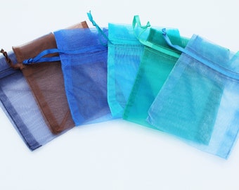 Lebendige Organza-Beutel- 3 X 4 - Wiederverwendbare Stoff-Geschenk-Taschen - Schmuckverpackung- Mitbringsel-Taschen- Geschenkverpackung- Wahl der Farben- Set von 10