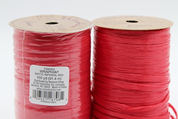 RED Raffia Ribbon Wraphia Brand Synthetic Matte Ribbon by the Spool 100  Yards 