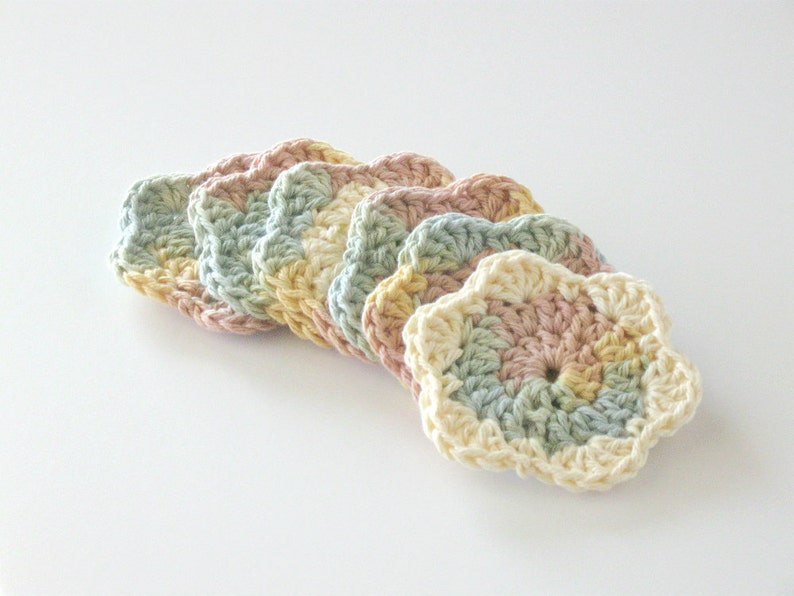 Crochet Face Scrubbies Drink Coasters Facial Cleansing Pads Washcloth Makeup Removers image 1