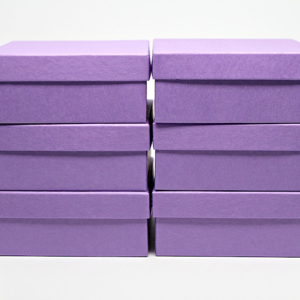 Purple Kraft Jewelry Boxes with lids- Small Gift or Display Box- Storage Boxes- Recycled Content Boxes with Fiberfill- Made in USA- Set of 6