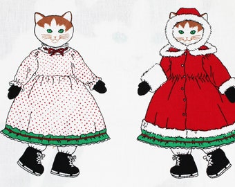 Pannello da cucito per gatti di cristallo da collezione, gatto giocattolo vintage con abbigliamento, kit di progetto di cucito - 1 pannello