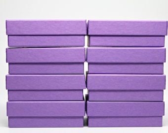 Gift Boxes- Kraft Jewelry Boxes- Purple Storage Box with lid- Recycled Content Boxes- Includes Cotton Fill- Made in USA- Set of 8