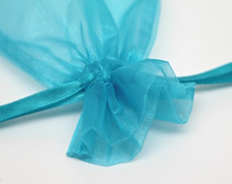 Blue or Green Organza Bags- 4 X 6 - Reusable Gift Bags - Jewelry Packaging- Party Favor Bags- Gift Packaging- Set of 10- You choose color