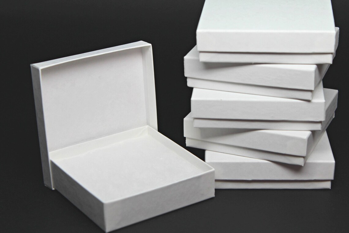Kraft Jewelry Boxes with lids White Gift or Display Box Etsy