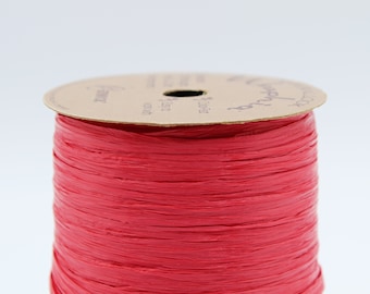 RED Raffia Ribbon- Wraphia brand- Synthetic Matte Ribbon by the Spool- 100 yards