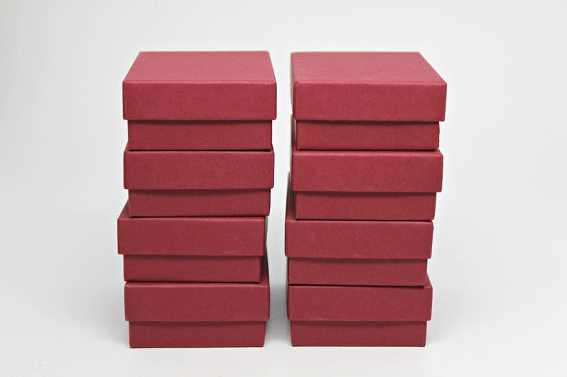 Gift Boxes Recycled Content Boxes Made in USA Set of 8 Kraft Jewelry Boxes Pink Chevron Storage Box with lid Includes Cotton Fill