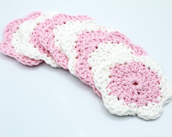 Crochet Face Scrubbies- Drink Coasters- Facial Cleansing Pads- Washcloth- Makeup Removers