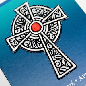 SALE: Celtic Cross Applique by Wrights- Iron on patch- Ornate Christian Cross patch- Gothic Cross applique-Embroidery Applique- 2 X 2