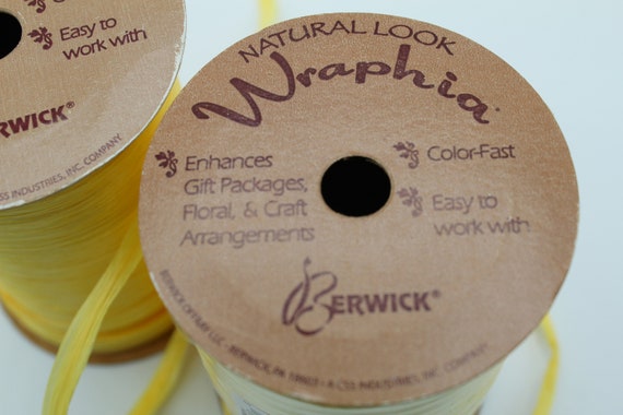 Daffodil Yellow Raffia Ribbon 100 Yards Berwick Wraphia Natural