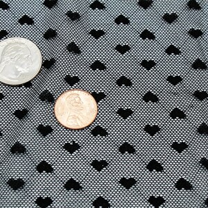 Pu&ograve; includere: Due monete americane, un dollaro d'argento e un penny di rame, sono posizionate su un tessuto nero con un motivo ripetitivo di piccoli cuori neri.
