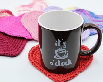 Heart Shaped Coaster- Pick your color Coffee Coaster- Mug Rug- Cup Mat- Candle mat- Holiday decorating- Valentine Decor