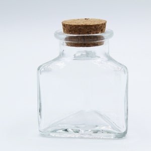 Small Triangle Shaped Bottle Glass Bottle Storage Jar with cork tops Clear Empty Jar Party Favor Container Sand Art Container image 3