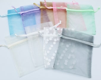 Pastell Organza Taschen- 3 X 4 - Wiederverwendbare Stoff-Geschenk-Taschen - Schmuck Verpackung- Party Favor Taschen- Geschenkverpackung- Wahl der Farben- Set von 10