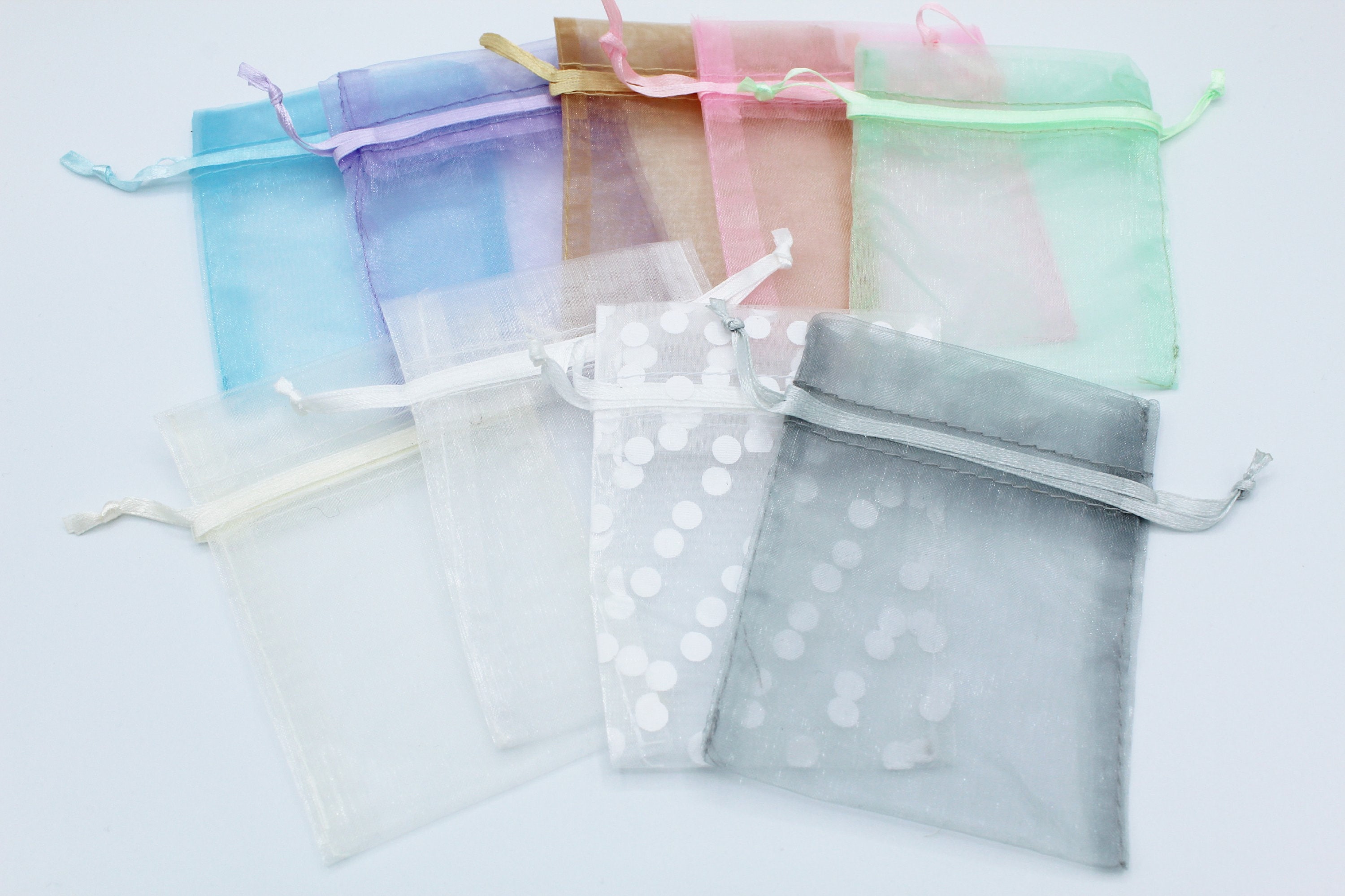 Tendwarm 50Pcs 3X4 Inches Sheer Organza Bags Wedding Favor Bags with Drawstring Mesh Candy Bags Jewelry Pouches 