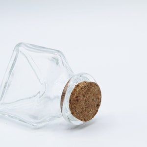 Small Triangle Shaped Bottle Glass Bottle Storage Jar with cork tops Clear Empty Jar Party Favor Container Sand Art Container image 5