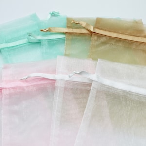 Pastel Assorted Organza Bags- 5 X 7 - Reusable Fabric Gift Bags - Jewelry Packaging- Party Favor Bags- Set of 10