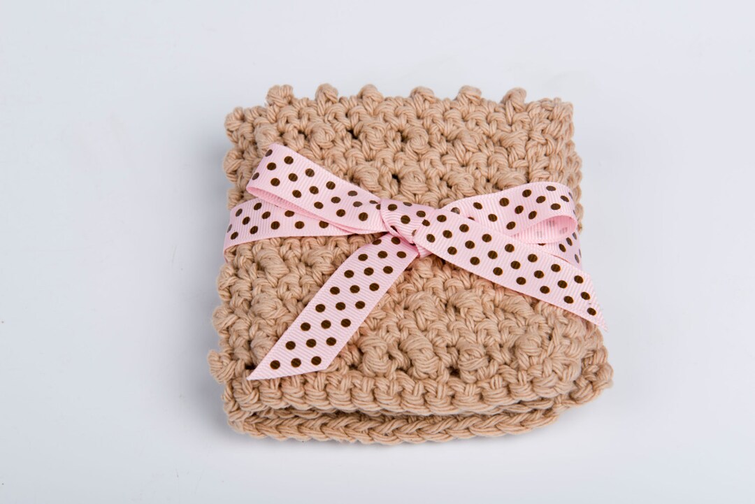 Crochet Cotton Washcloth Exfoliating Scrubbie Handmade Spa Etsy