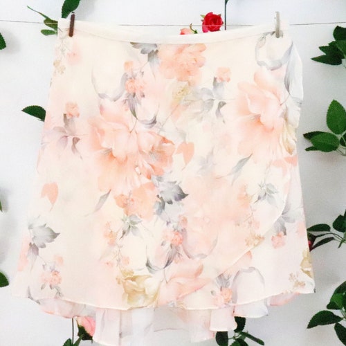 Cream and Peach Floral Ballet Wrap Skirt Etsy