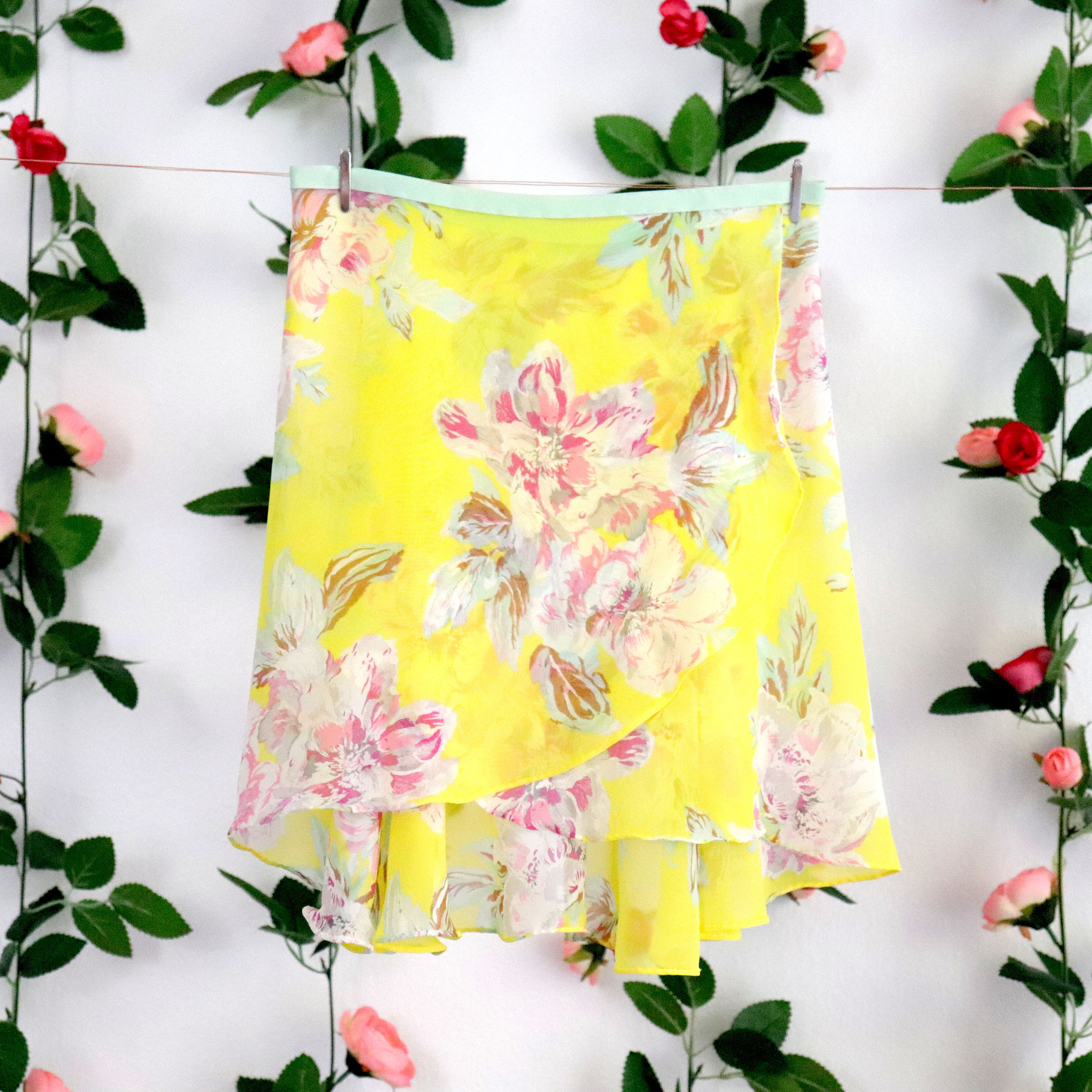 Yellow Floral Ballet Wrap Skirt Etsy
