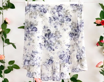 White and Blue Floral Ballet Wrap Skirt