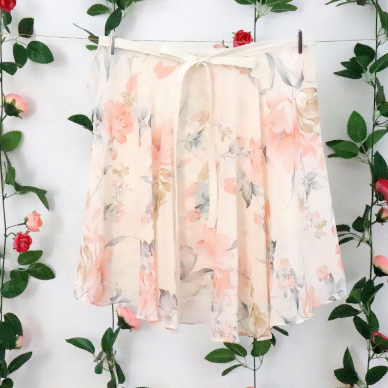Cream and Peach Floral Ballet Wrap Skirt - Etsy