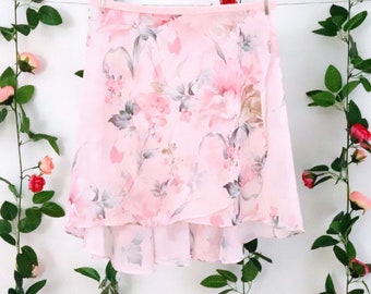 Roze Bloemen Ballet Wrap Rok