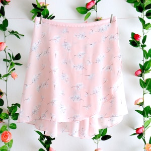 Baby Pink and White Floral Ballet Wrap Skirt