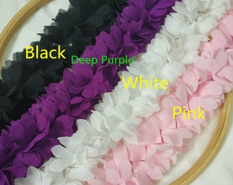 3D Chiffon Lace Trim, Soft Chiffon Flowers Appliques Trim, Wedding Fabric Lace Trim for Bridal Supplies, Baby Headbands, Garland, By 1 yard