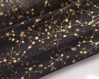 Print Gold Stars Tulle lace fabric, Soft Mesh Constellation Lace Fabric For Party Dress, Birthday Dress, Evening Dress, Ball Gown