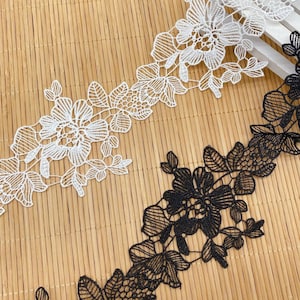 Venice Flowers Vine Patch lace trim, Hollow out trim, Flower lace trim for costumes, DIY crafts, Insert Trim, Sashes, 2.95&#39;&#39; Width