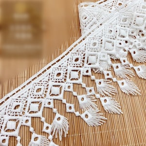 Delicate Fringe Geometry Lace trim, Crochet Tassel Trim For Bracelet, Lace Choker, Scarf, Curtain, Lampshade Trim Supply, Sleeve, By 2 Yards