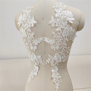 Ivory Venice Bridal applique, Rose Petals Flowers Bodice Appliqués for Wedding dress, Full dress, Costume Embellishment