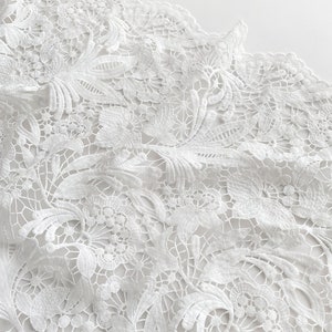Fantasy Guipure Floral Lace Fabric, Crochet Milk Silk wedding fabric, Bridal Lace Fabric For Party dress, Evening Gown, Prom, Wedding,1 yard